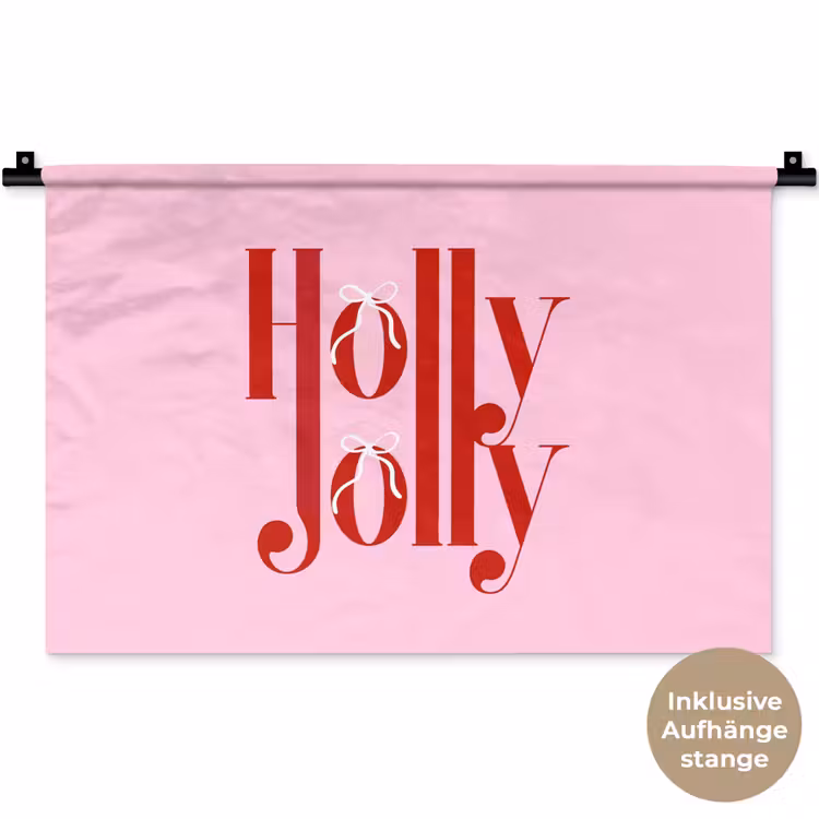 Wandteppich - Weihnachten – Text – Rot – Rosa — 9