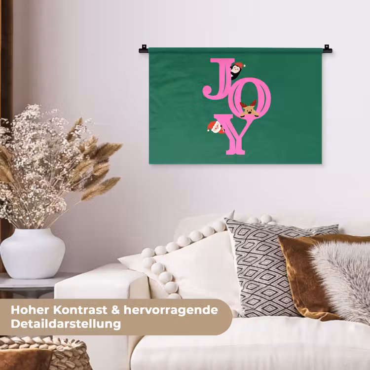 Wandteppich - Freude – Weihnachten – Animation – Rosa – Grün — 6