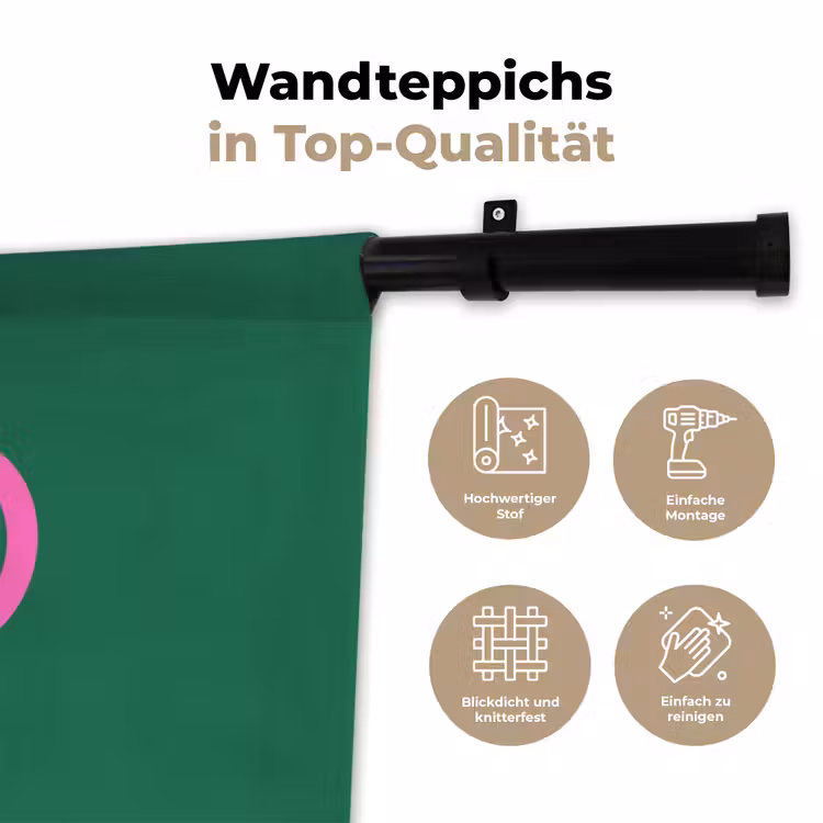 Wandteppich - Freude – Weihnachten – Animation – Rosa – Grün — 7