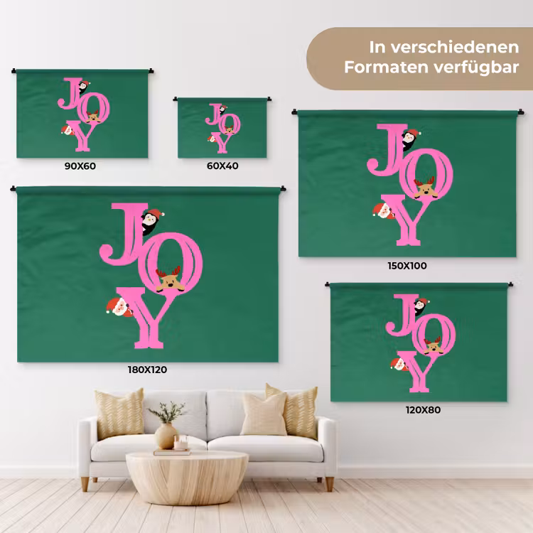 Wandteppich - Freude – Weihnachten – Animation – Rosa – Grün — 8