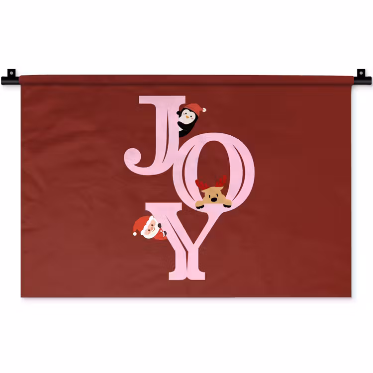 Wandteppich - Freude – Weihnachten – Animation – Rot – Rosa — 1