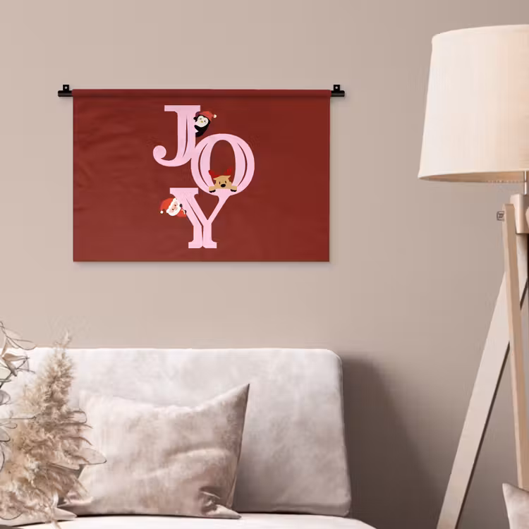 Wandteppich - Freude – Weihnachten – Animation – Rot – Rosa — 2