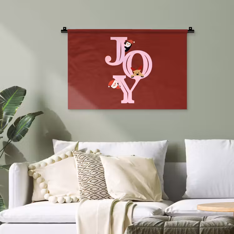 Wandteppich - Freude – Weihnachten – Animation – Rot – Rosa — 4