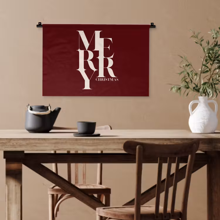 Wandteppich - Merry – Text – Dunkel – Rot — 3