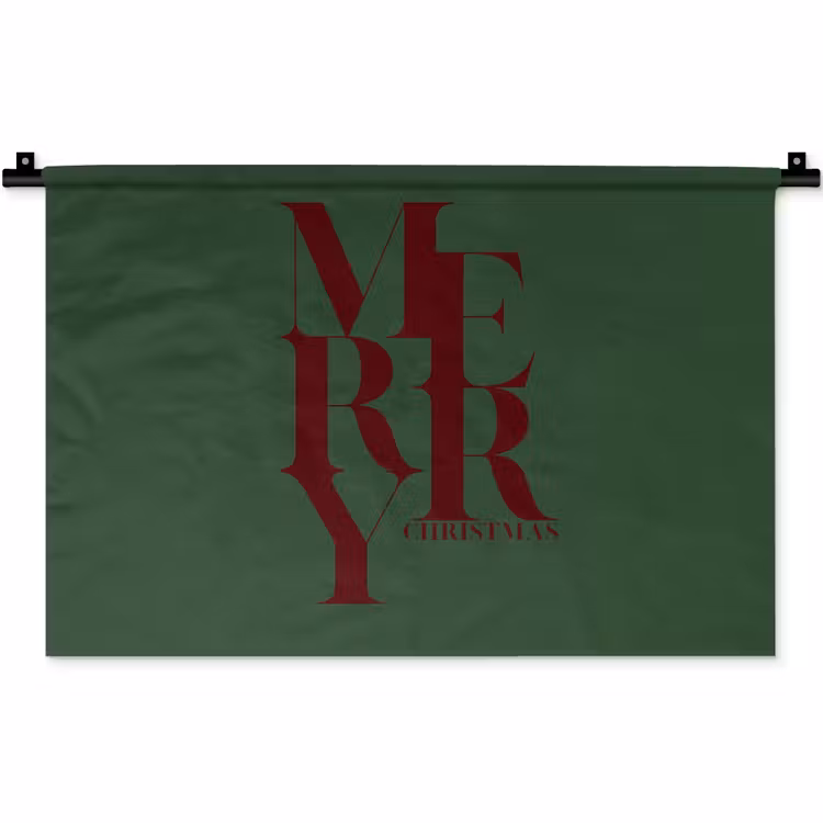 Wandteppich - Merry – Text – Grün – Weihnachten — 1