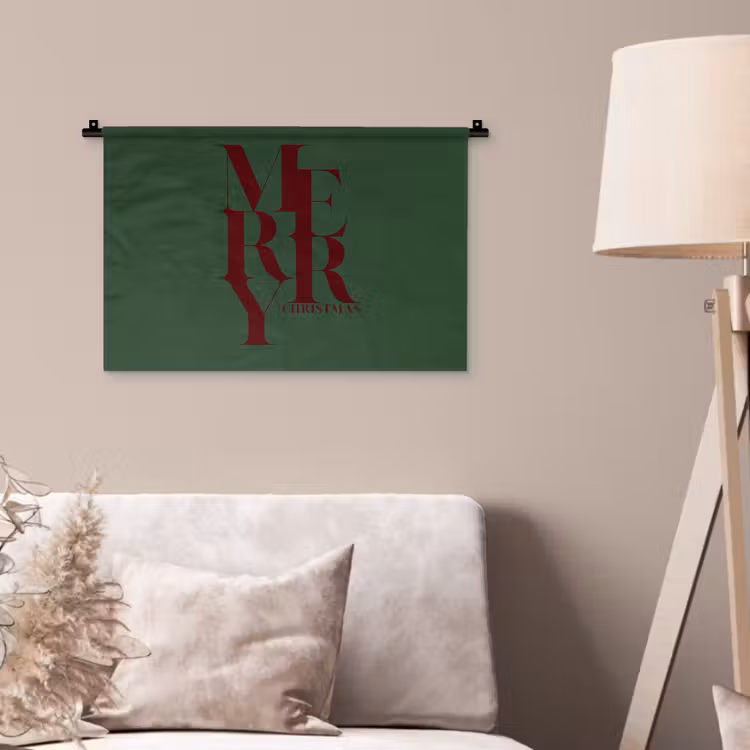 Wandteppich - Merry – Text – Grün – Weihnachten — 2