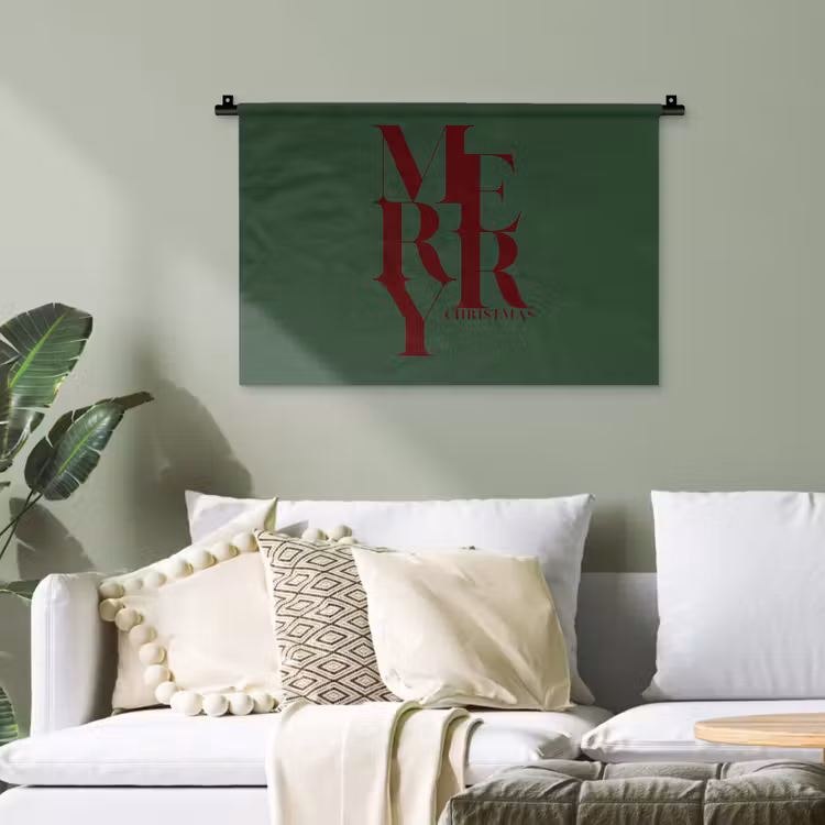 Wandteppich - Merry – Text – Grün – Weihnachten — 4