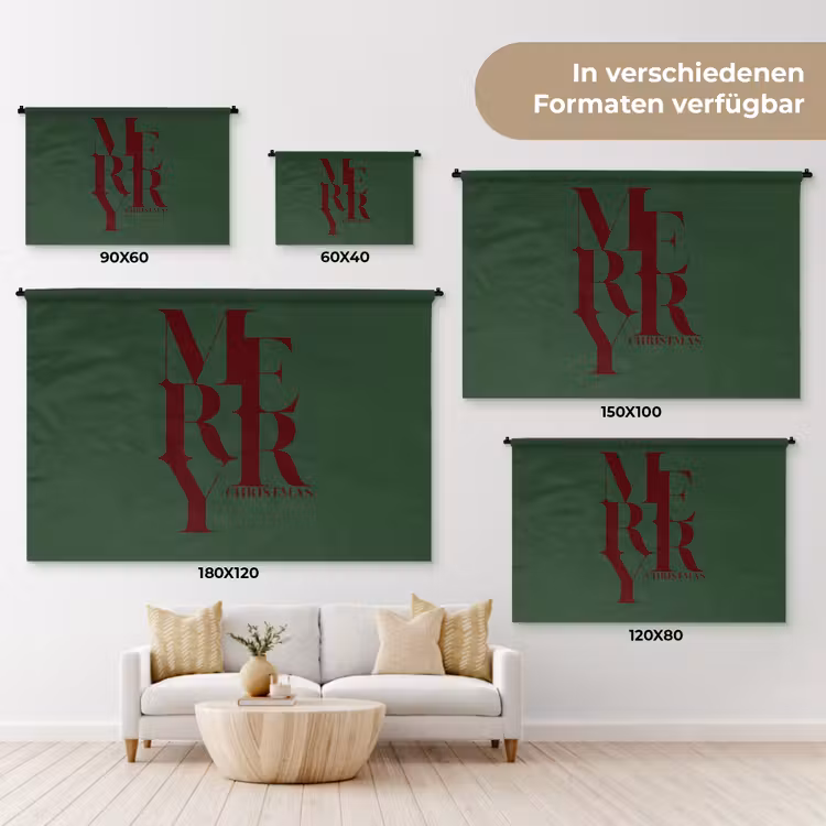 Wandteppich - Merry – Text – Grün – Weihnachten — 8