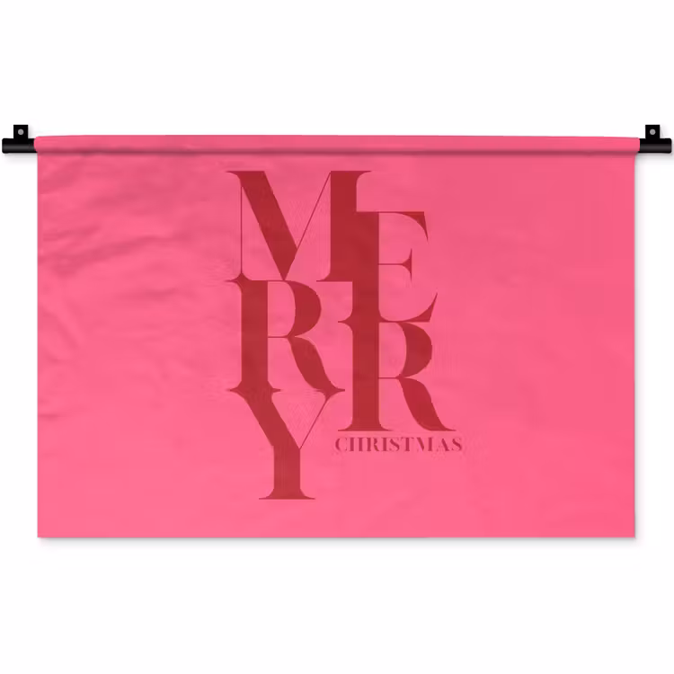 Wandteppich - Merry – Text – Weihnachten – Rosa — 1