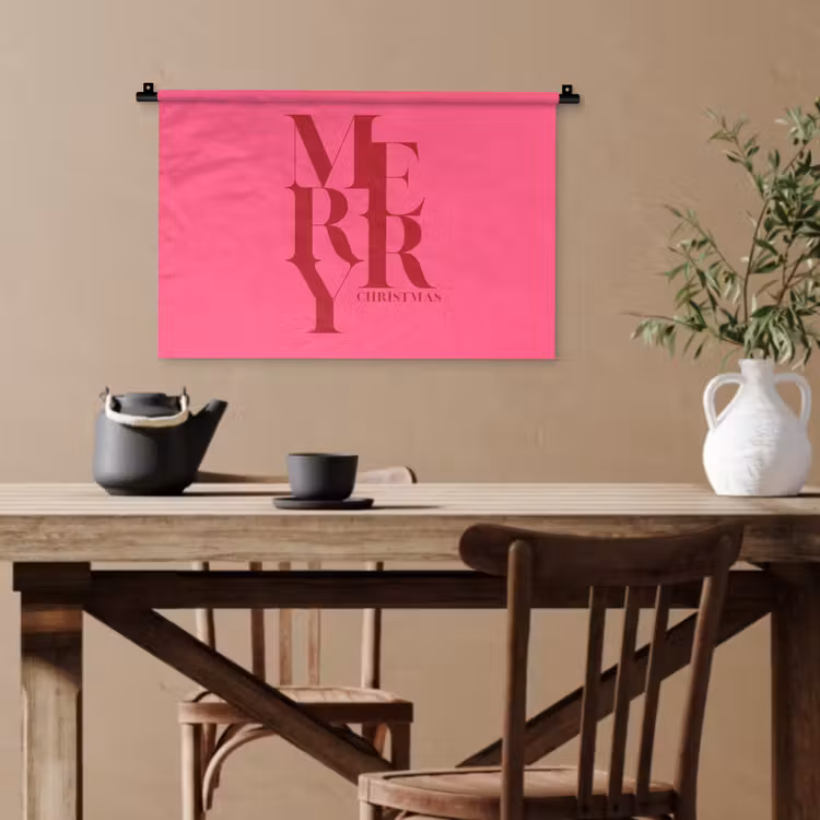 Wandteppich - Merry – Text – Weihnachten – Rosa — 3