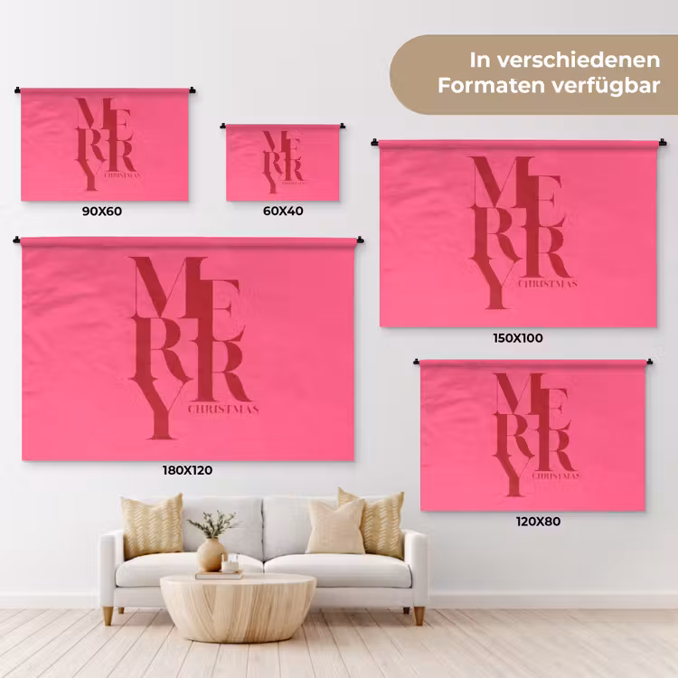 Wandteppich - Merry – Text – Weihnachten – Rosa — 8