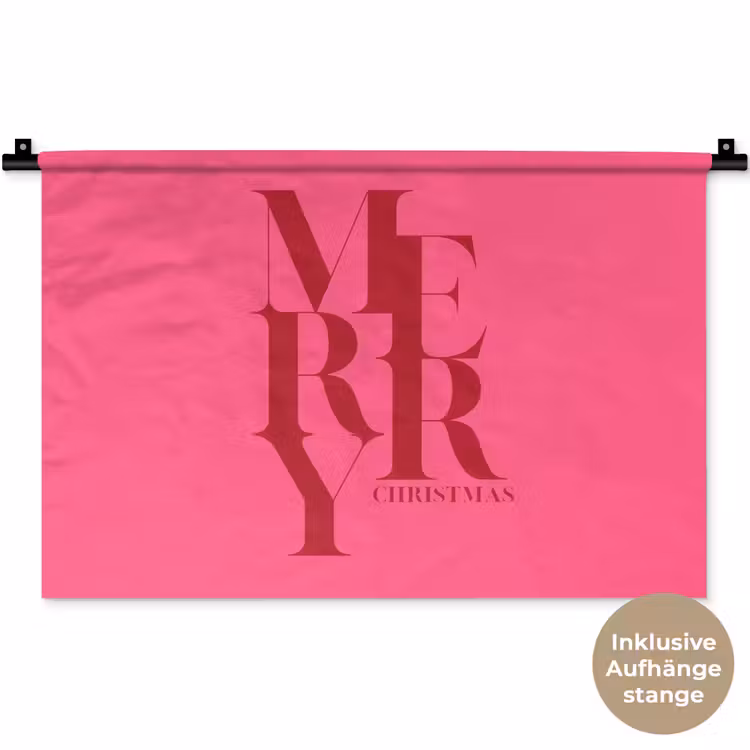 Wandteppich - Merry – Text – Weihnachten – Rosa — 9