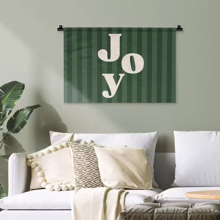 Wandteppich - Joy – Weihnachten – Text – Grün — 4