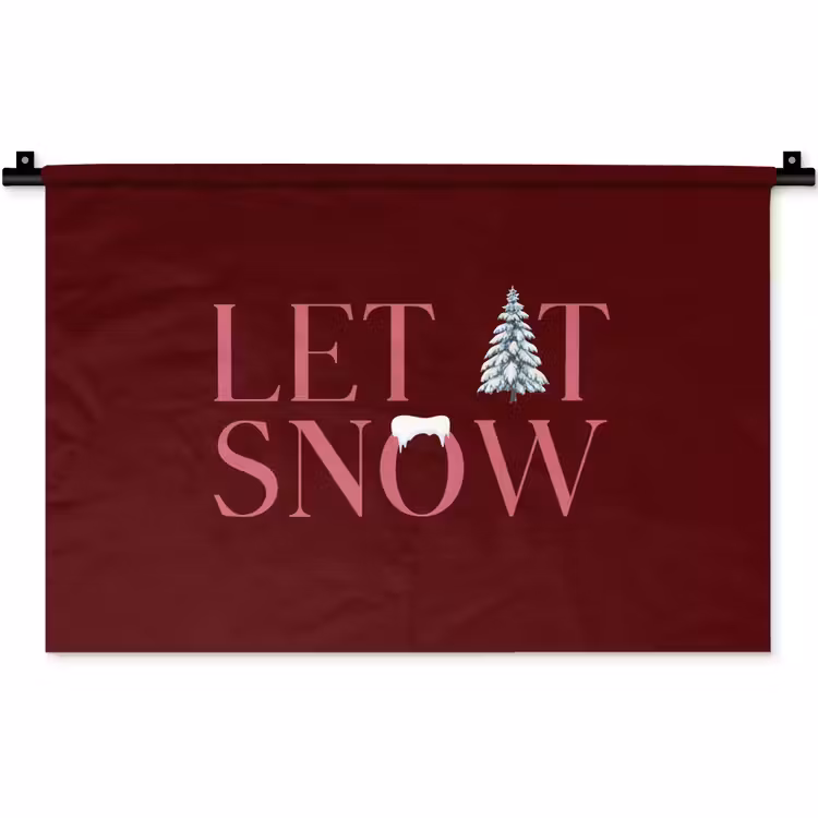 Wandteppich - Text – Weihnachten – Schnee – Rosa — 1