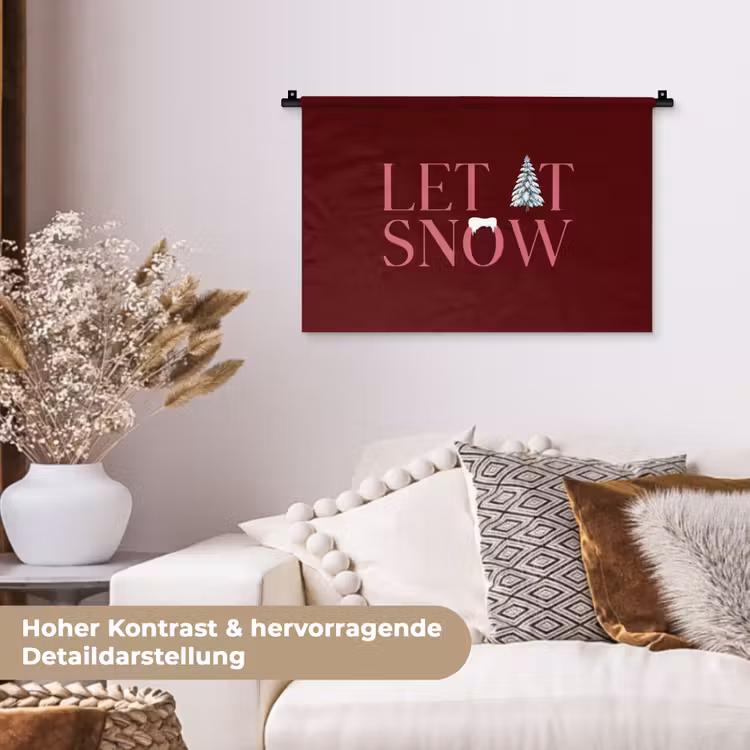Wandteppich - Text – Weihnachten – Schnee – Rosa — 6