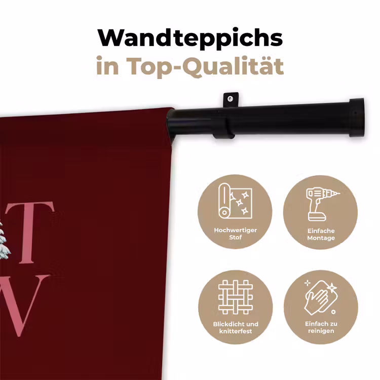 Wandteppich - Text – Weihnachten – Schnee – Rosa — 7