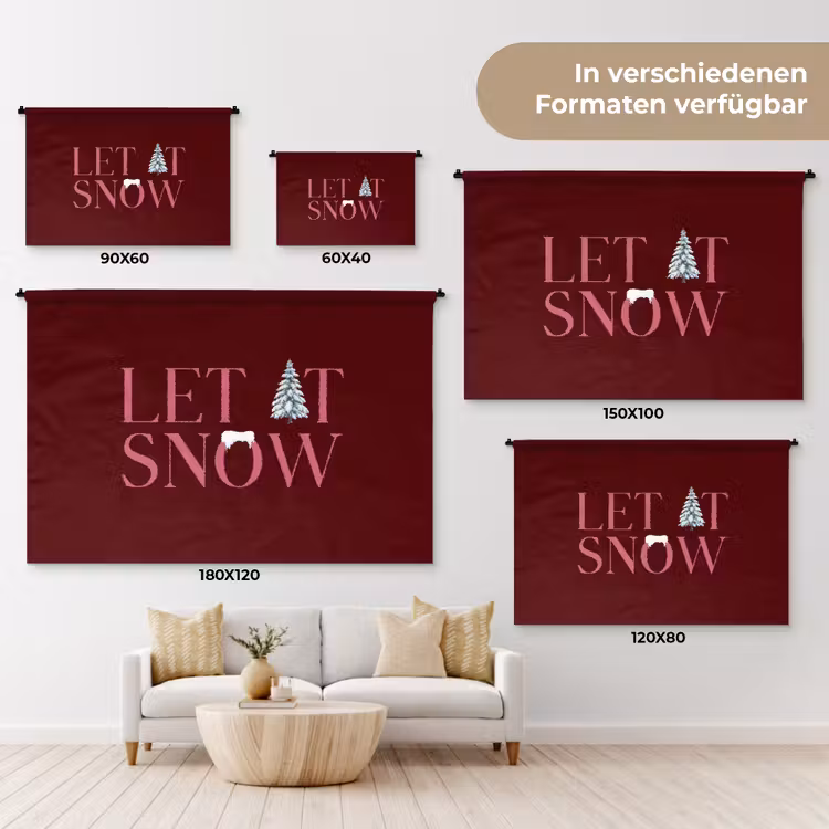 Wandteppich - Text – Weihnachten – Schnee – Rosa — 8