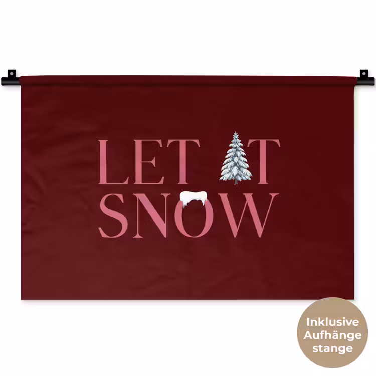 Wandteppich - Text – Weihnachten – Schnee – Rosa — 9