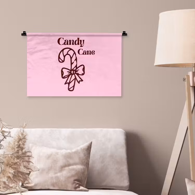 Wandteppich - Weihnachten – Süßigkeiten – Text – Braun – Rosa — 2