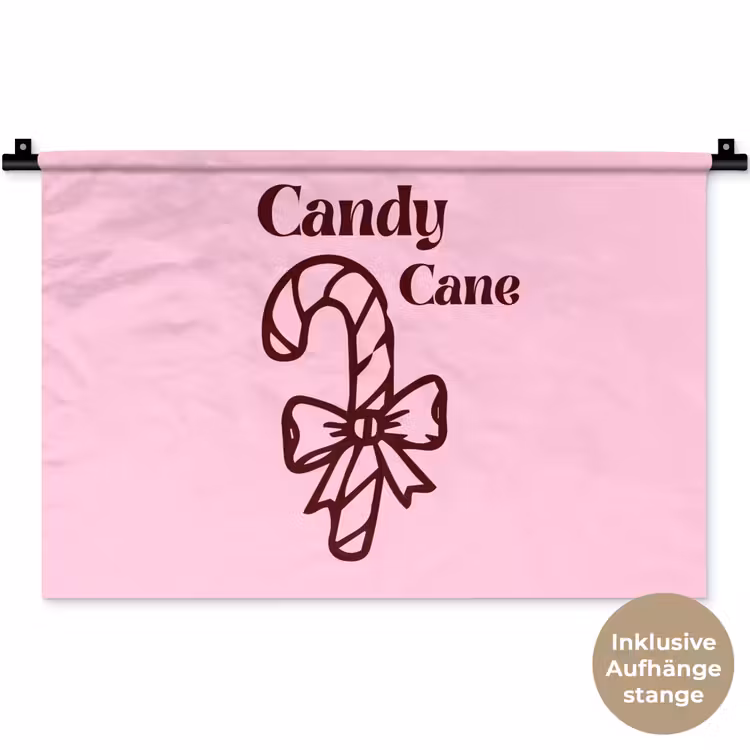 Wandteppich - Weihnachten – Süßigkeiten – Text – Braun – Rosa — 9