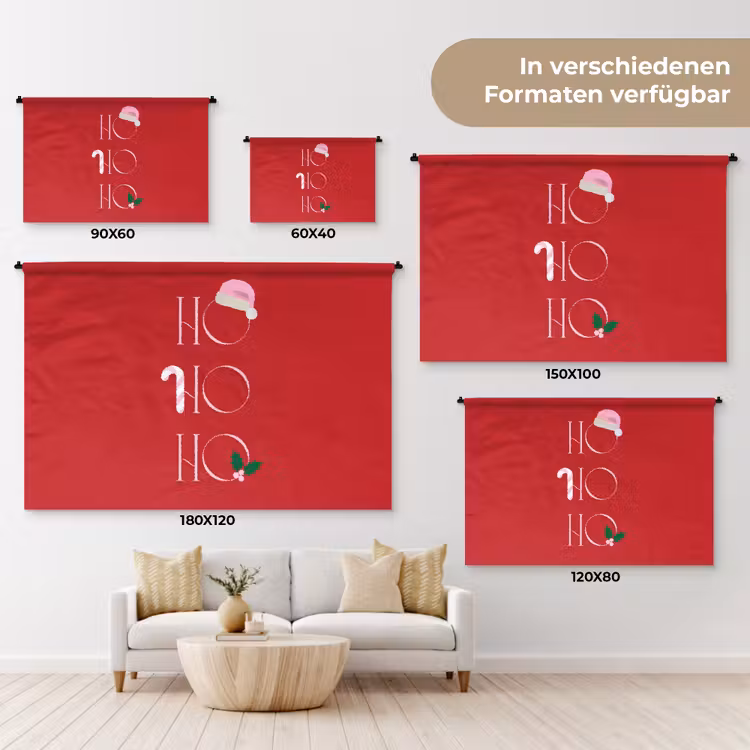 Wandteppich - Weihnachten – Text – Illustration – Rot — 8