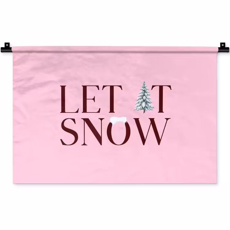 Wandteppich - Weihnachten – Text – Schnee – Rosa — 1