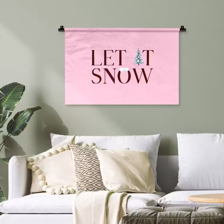 Wandteppich - Weihnachten – Text – Schnee – Rosa — 4