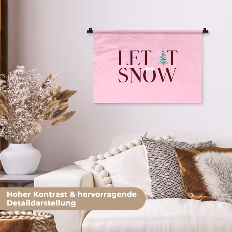 Wandteppich - Weihnachten – Text – Schnee – Rosa — 6