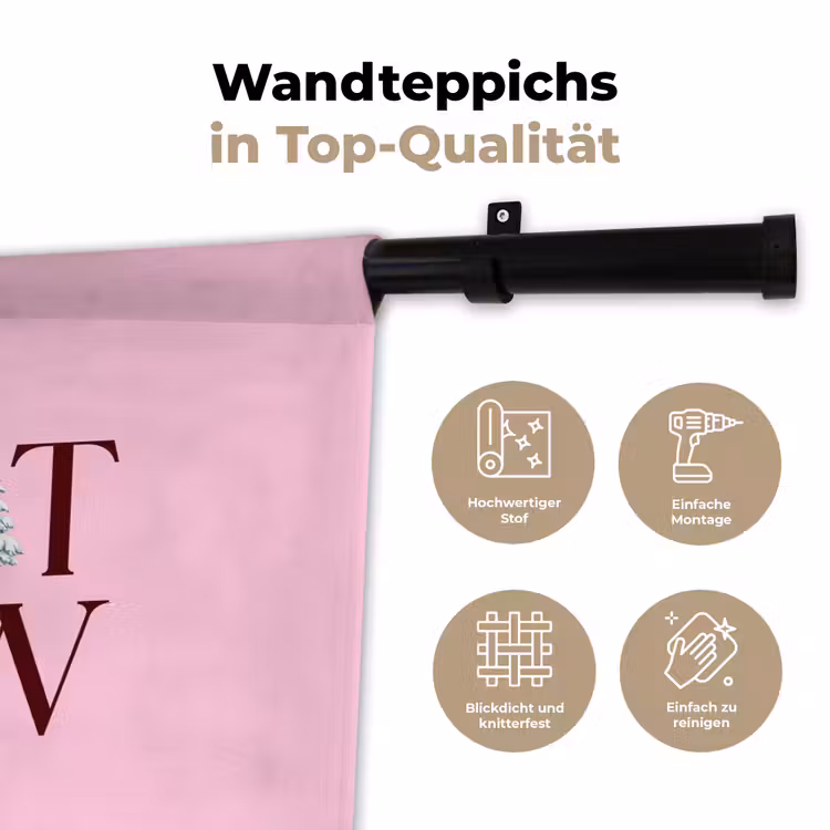 Wandteppich - Weihnachten – Text – Schnee – Rosa — 7