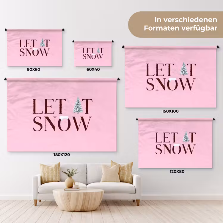 Wandteppich - Weihnachten – Text – Schnee – Rosa — 8
