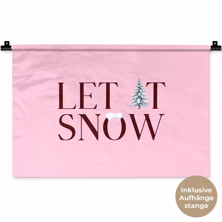 Wandteppich - Weihnachten – Text – Schnee – Rosa — 9