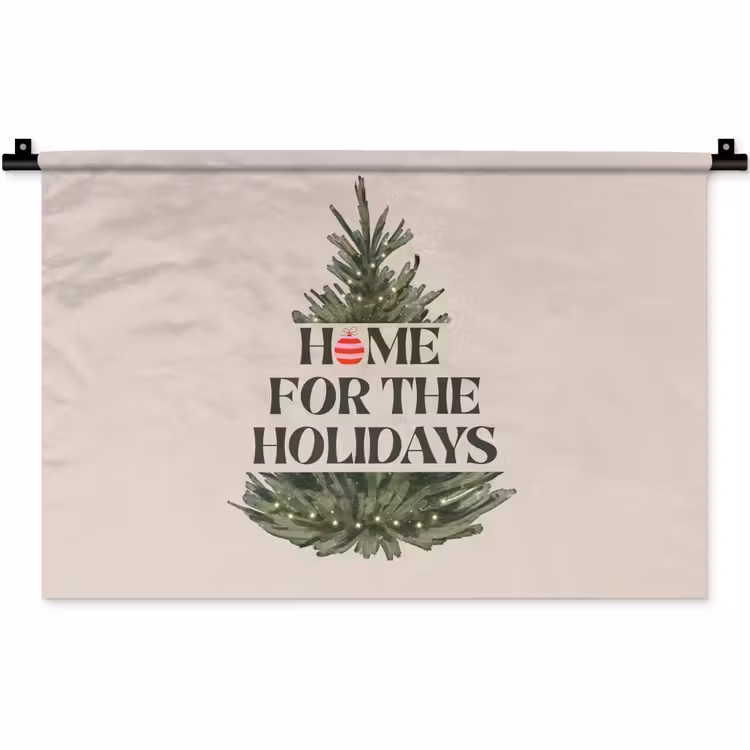 Wandteppich - Weihnachten – Text – Weihnachtsbaum – Beige — 1