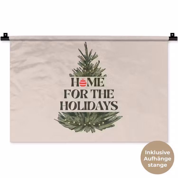 Wandteppich - Weihnachten – Text – Weihnachtsbaum – Beige — 9