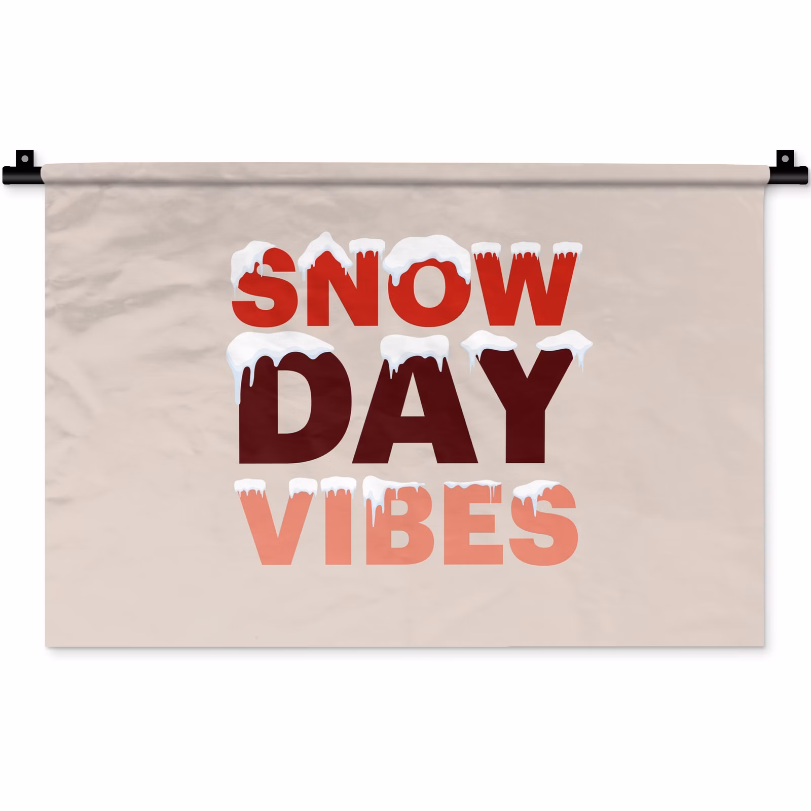 Wandteppich - Schnee – Weihnachten – Text – Rot — 1