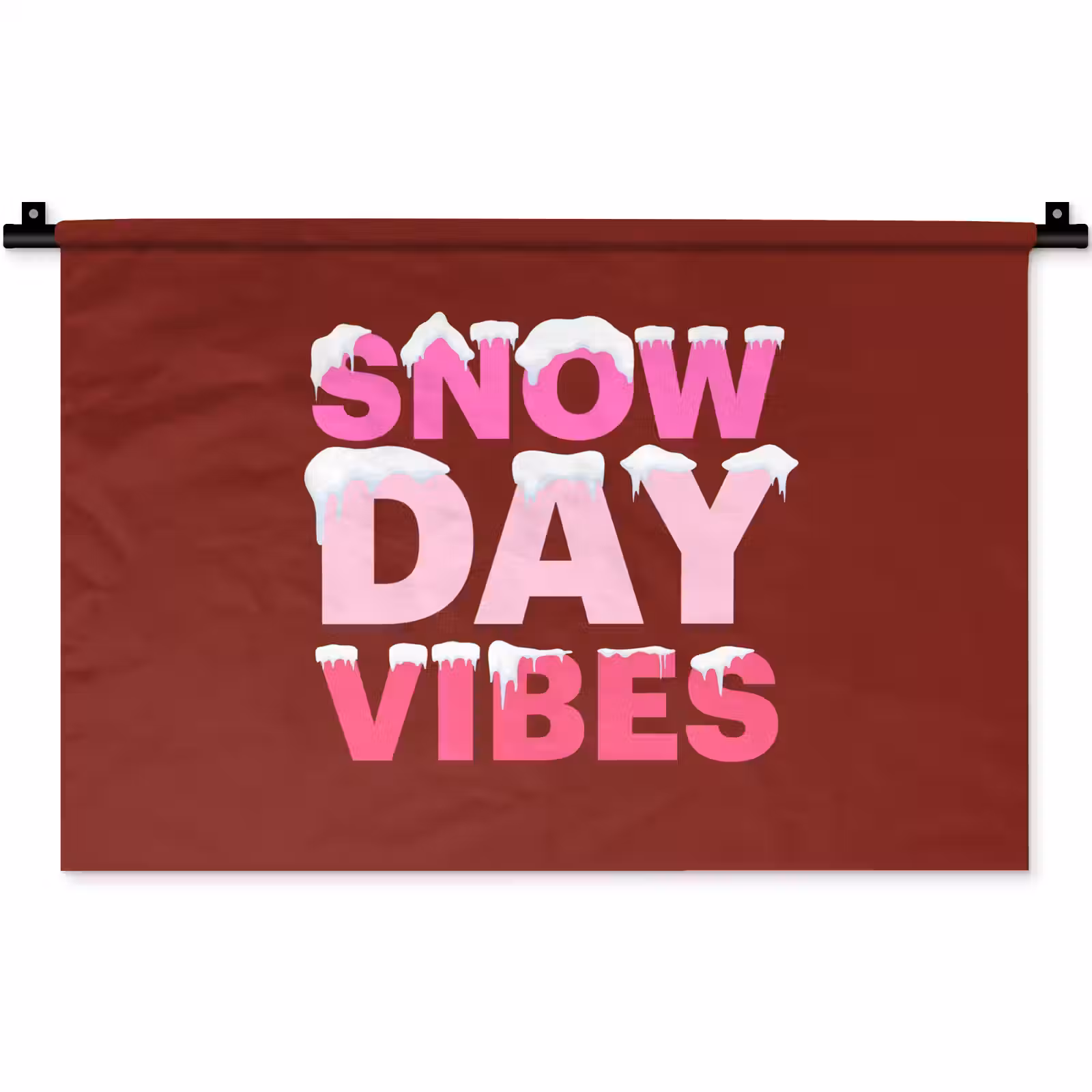 Wandteppich - Weihnachten – Text – Schnee – Rot – Rosa — 1