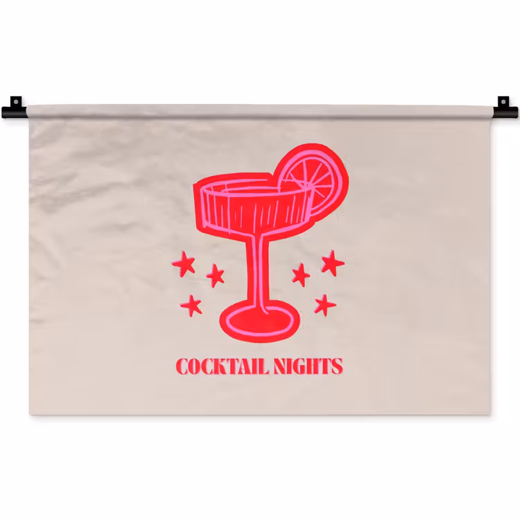 Wandteppich - Cocktail – Weihnachten – Beige – Rosa — 1