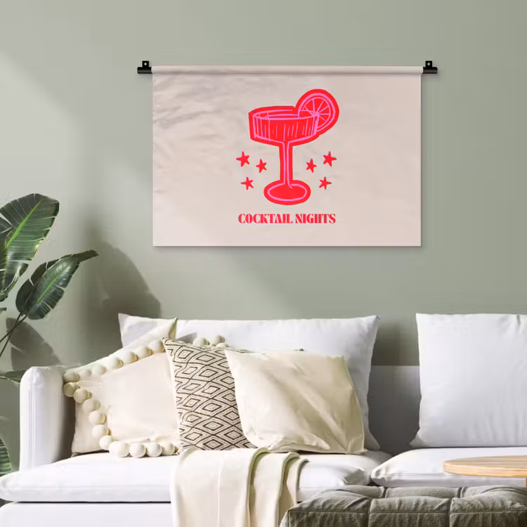 Wandteppich - Cocktail – Weihnachten – Beige – Rosa — 4