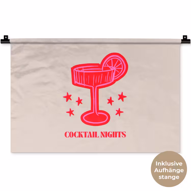 Wandteppich - Cocktail – Weihnachten – Beige – Rosa — 9