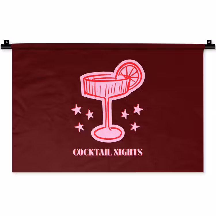 Wandteppich - Cocktail – Weihnachten – Burgunderrot – Rosa — 1