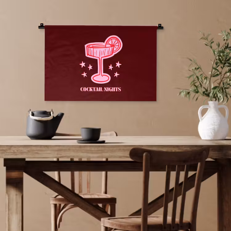 Wandteppich - Cocktail – Weihnachten – Burgunderrot – Rosa — 3