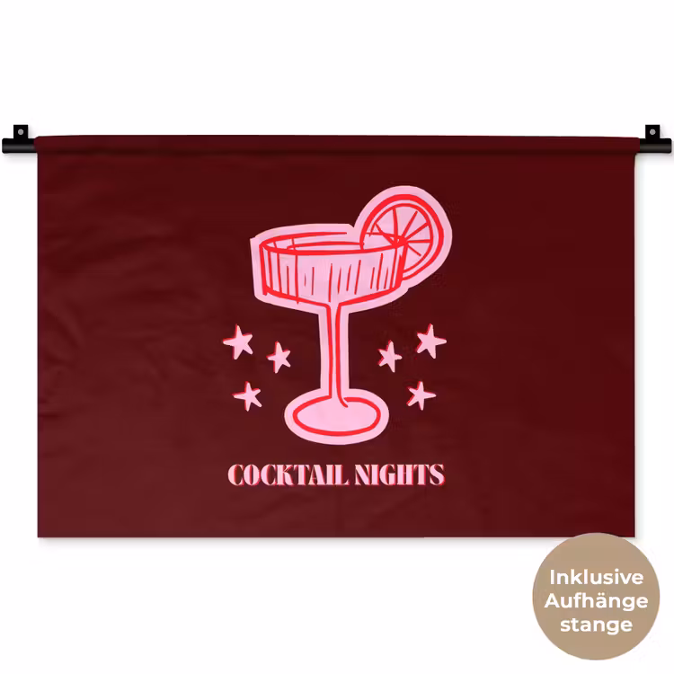 Wandteppich - Cocktail – Weihnachten – Burgunderrot – Rosa — 9