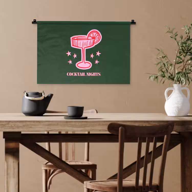 Wandteppich - Cocktail – Weihnachten – Rosa – Grün — 3