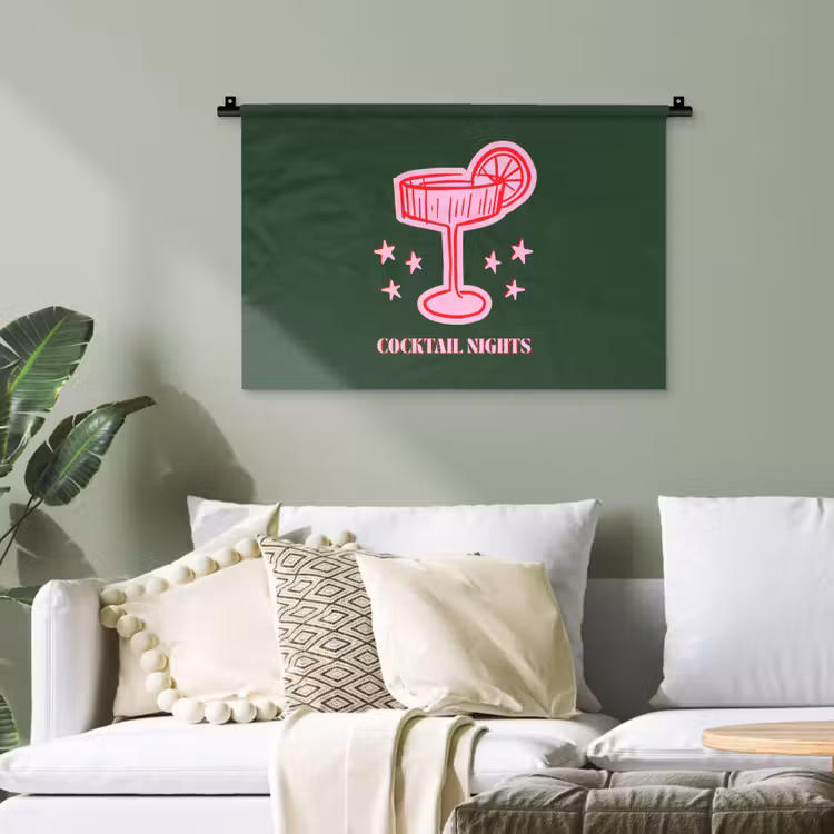 Wandteppich - Cocktail – Weihnachten – Rosa – Grün — 4