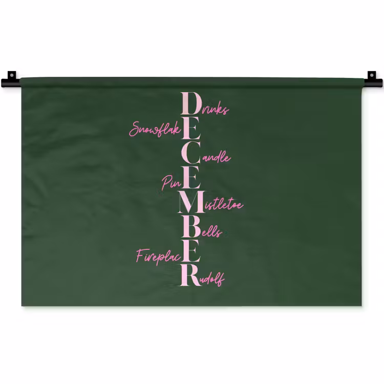 Wandteppich - Dezember – Text – Weihnachten – Grün — 1