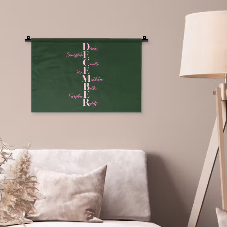 Wandteppich - Dezember – Text – Weihnachten – Grün — 2