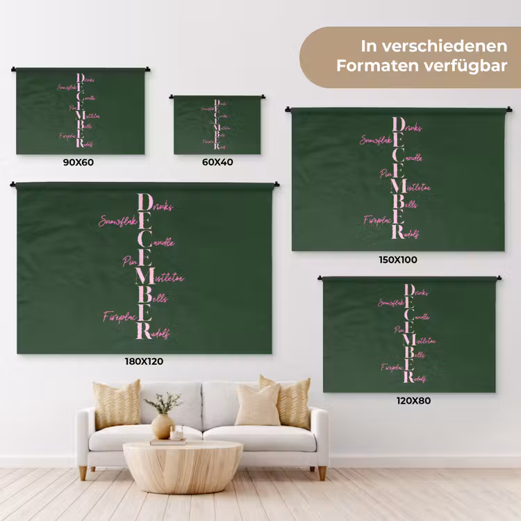 Wandteppich - Dezember – Text – Weihnachten – Grün — 8