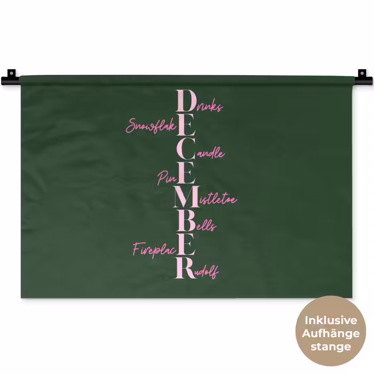 Wandteppich - Dezember – Text – Weihnachten – Grün — 9