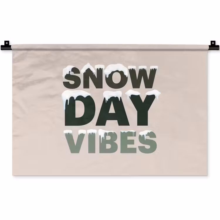 Wandteppich - Schnee – Text – Weihnachten – Beige — 1