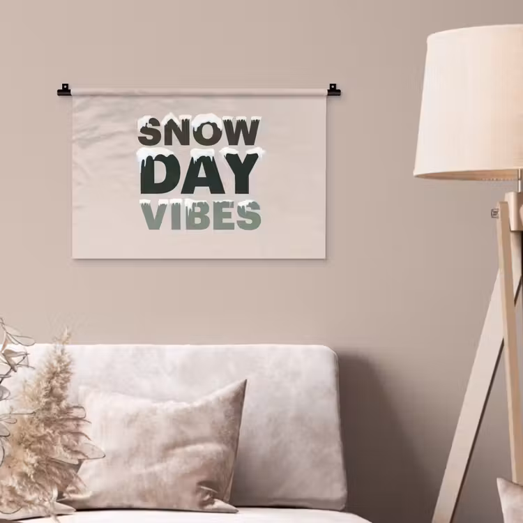 Wandteppich - Schnee – Text – Weihnachten – Beige — 2