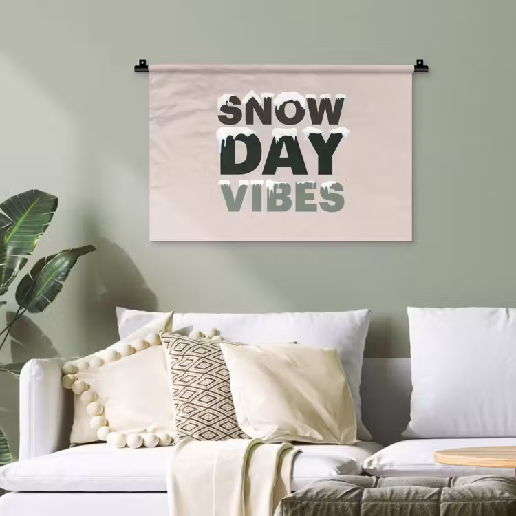 Wandteppich - Schnee – Text – Weihnachten – Beige — 4